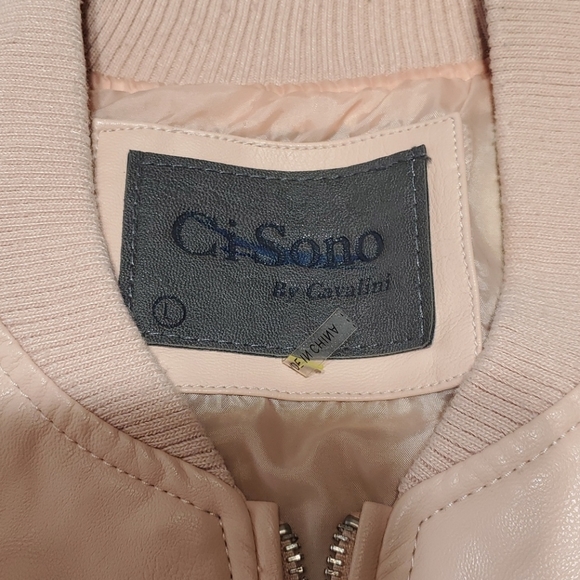 Ci Sono Light Pink Faux Leather Zip Bomber Jacket - Picture 4 of 7